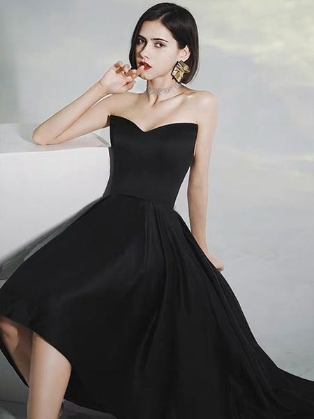 Black Strapless Sleeveless HI-Low Pageant Dress