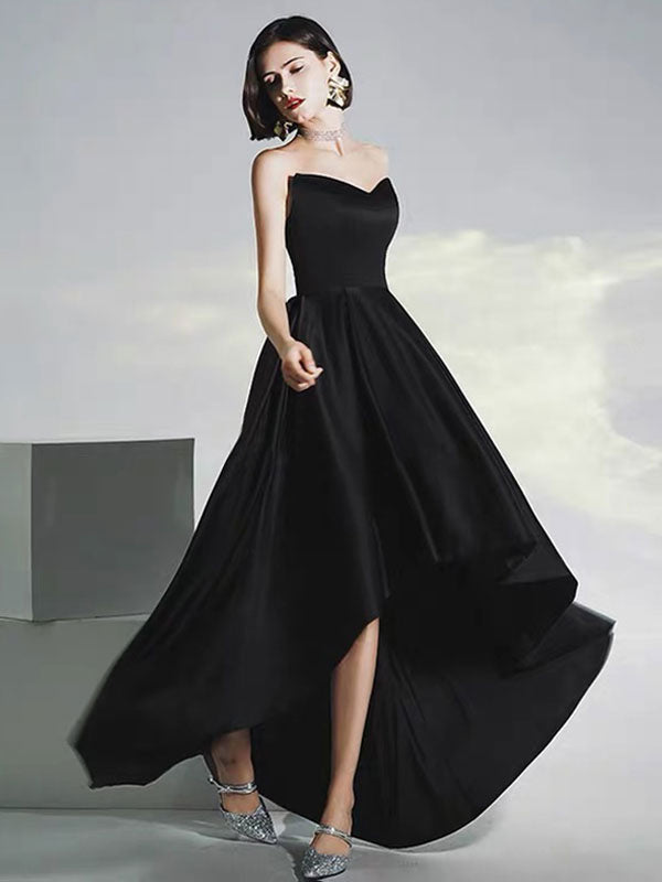 Black Strapless Sleeveless HI-Low Pageant Dress ShObO Black Strapless Sleeveless HI-Low Pageant Dress ShObO