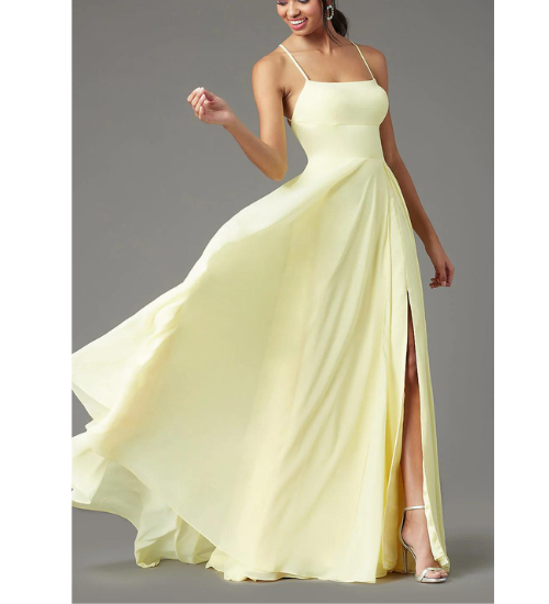 Long Square-Neck Formal Prom Dress