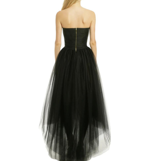 Black Tube Mesh High-Low Dress