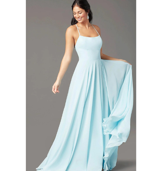 Long Square-Neck Formal Prom Dress