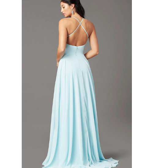 Long Square-Neck Formal Prom Dress