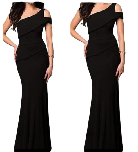 Black One-Shoulder Cut-Out Bodycon Maxi