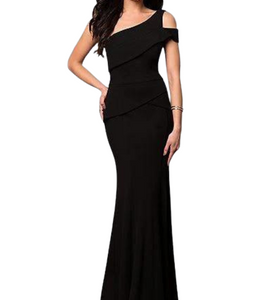 Black One-Shoulder Cut-Out Bodycon Maxi