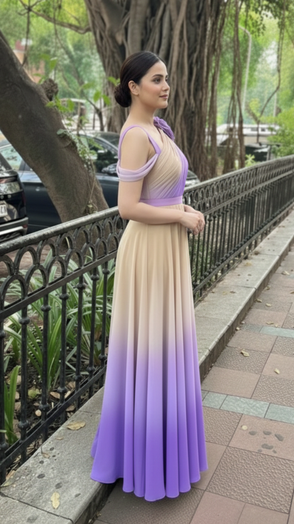 Lavender & Beige Ombre Shaded Maxi
