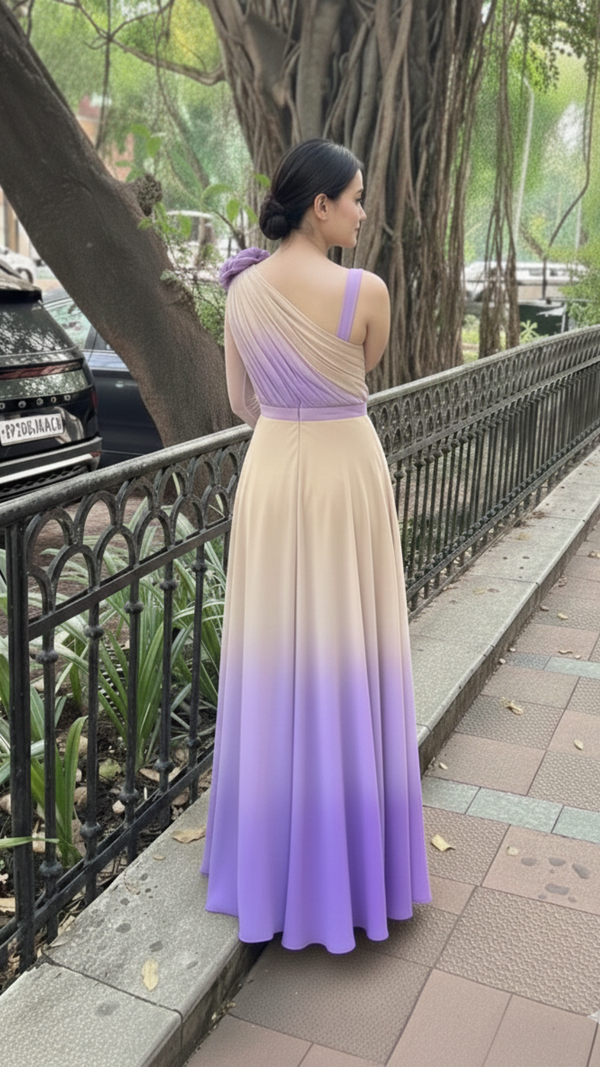 Lavender & Beige Ombre Shaded Maxi