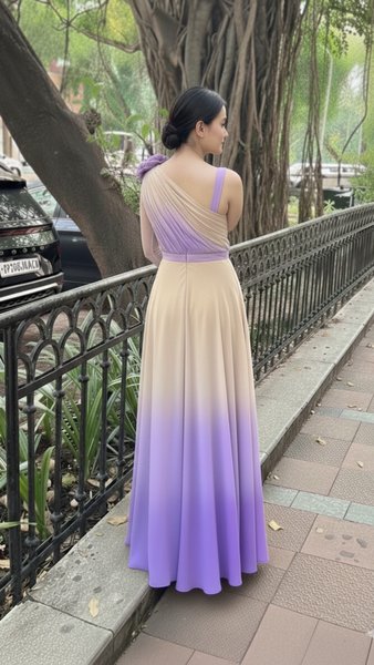 Lavender & Beige Ombre Shaded Maxi