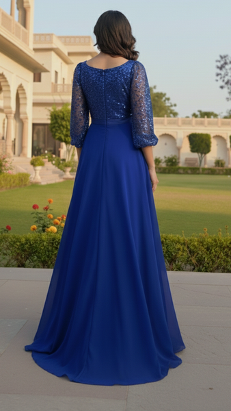 Royal Blue Embellished Party Wear Gown