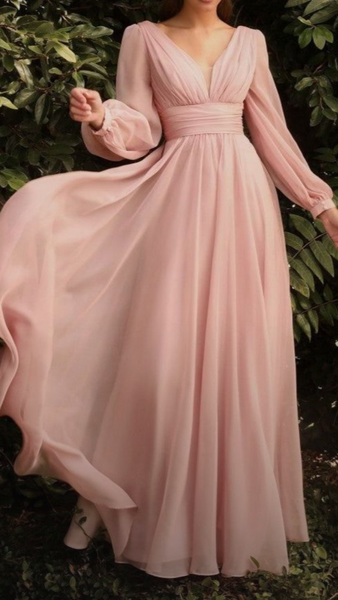 Plunge V-Neck Full Sleeves Maxi