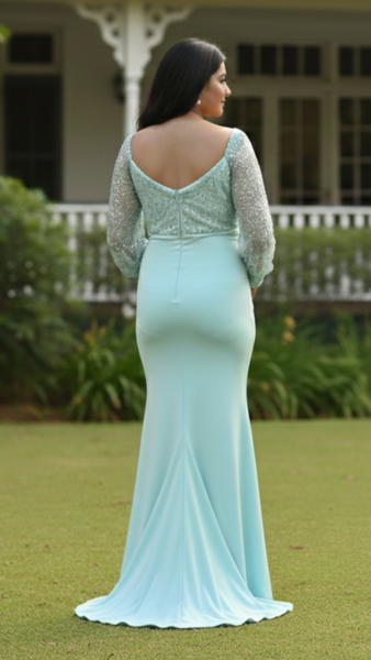 Aqua Bloom Maternity Gown