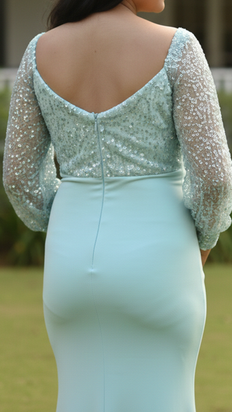 Aqua Bloom Maternity Gown