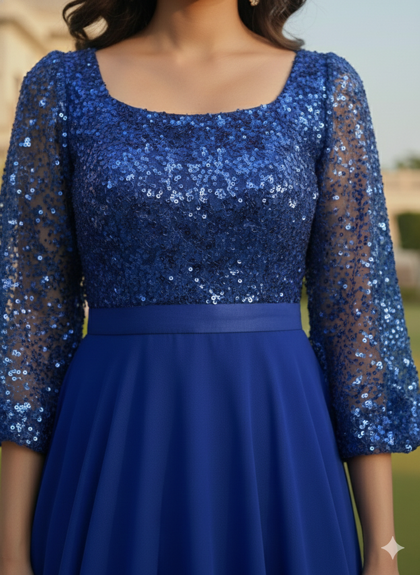 Royal Blue Embellished Party Wear Gown