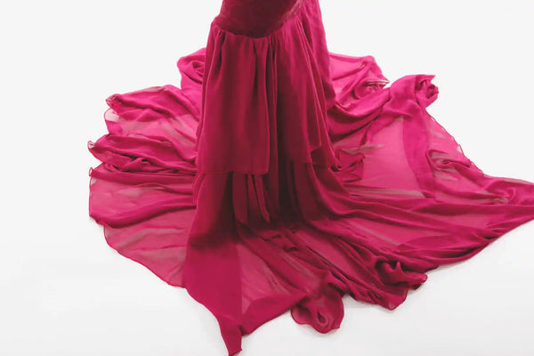 Burgundy Lace Photoshoot Gown With Cape