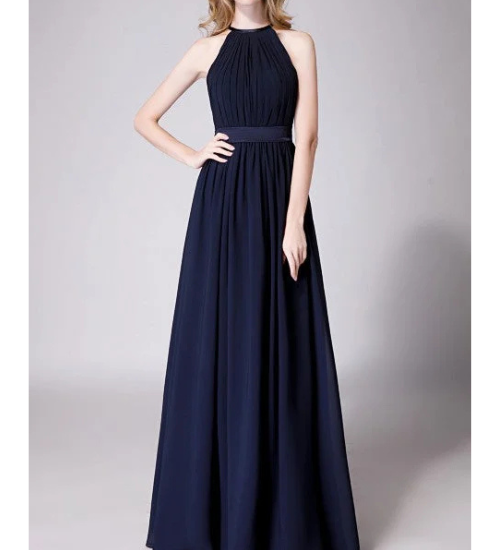 Navy Blue Halter Neck Maxi