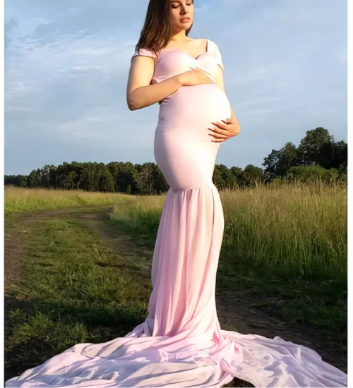 Pastel Pink Side Trail Photoshoot Gown