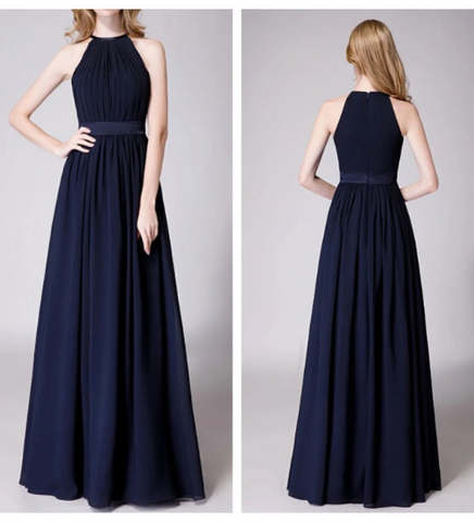 Navy Blue Halter Neck Maxi
