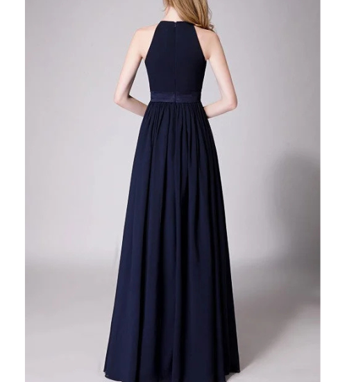 Navy Blue Halter Neck Maxi