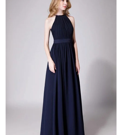 Navy Blue Halter Neck Maxi