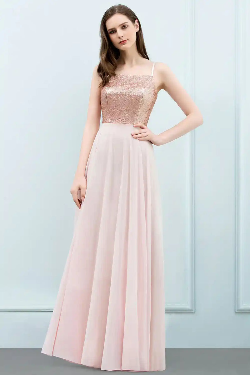 Sparkly Sequined Top Spaghetti Strap Dress
