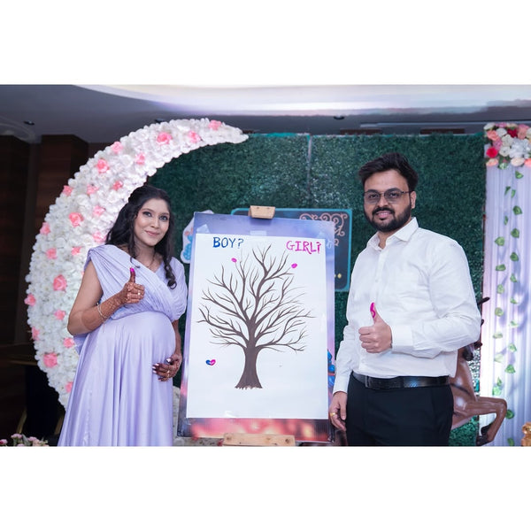 Lilac Ruched Cape Sleeves Baby-Shower Satin Gown