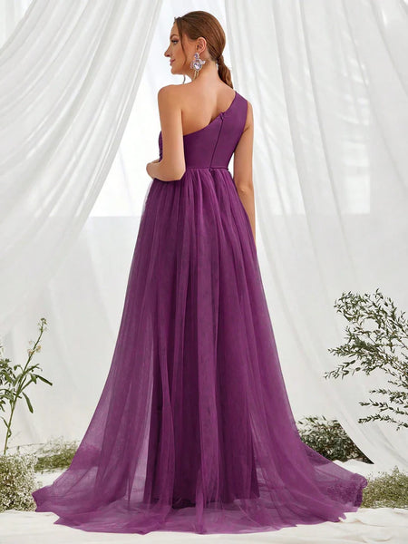 Sage Green One Shoulder Baby Shower Gown