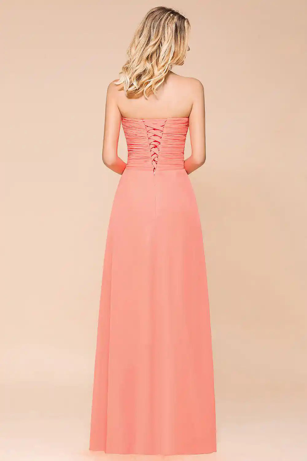 Coral Ruched Knot Off-Shoulder Slit Dress