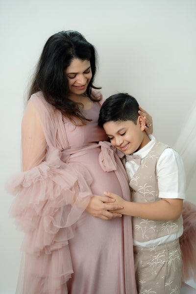 Dusty Champagne Ruffle Photoshoot Gown