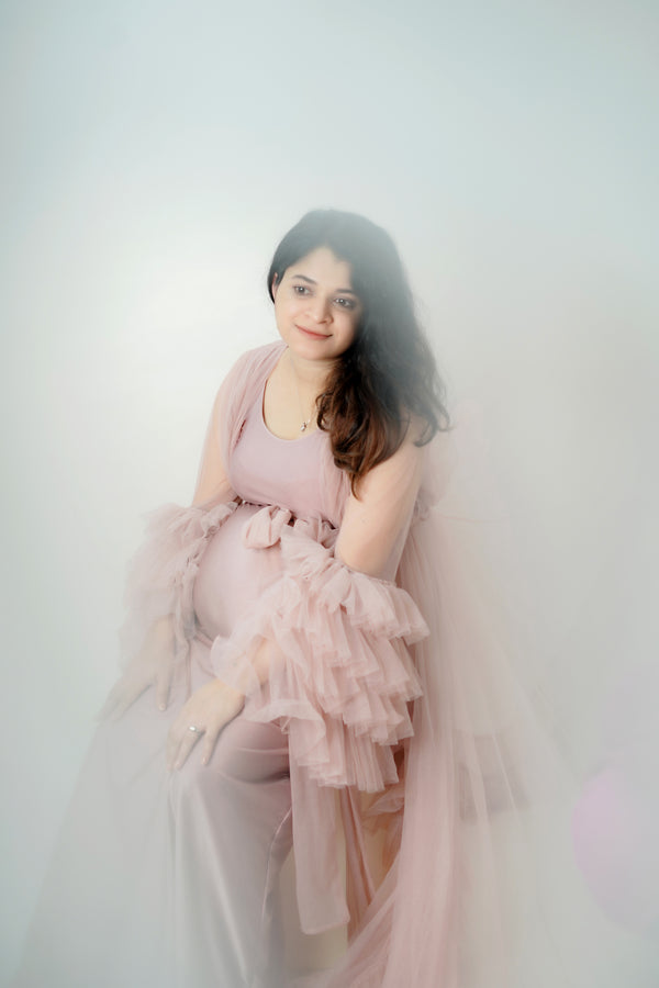 Dusty Champagne Ruffle Photoshoot Gown