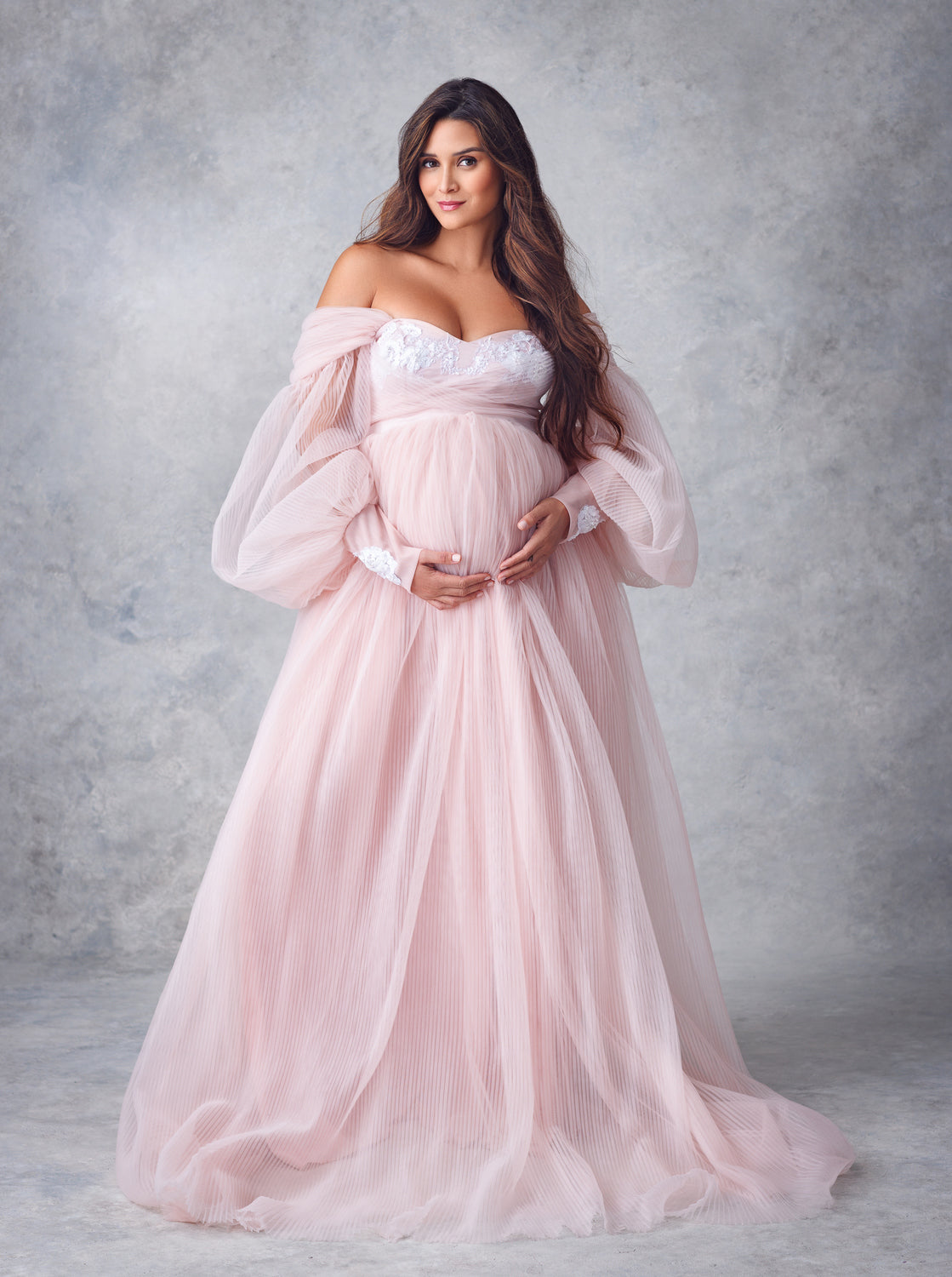 Flowy Sweet-Heart Baggy Sleeves Maternity Shoot Gown