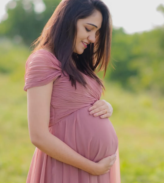 Dusty Pink Ruched Baby-Shower Gown