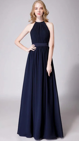 Navy Blue Halter Neck Maxi