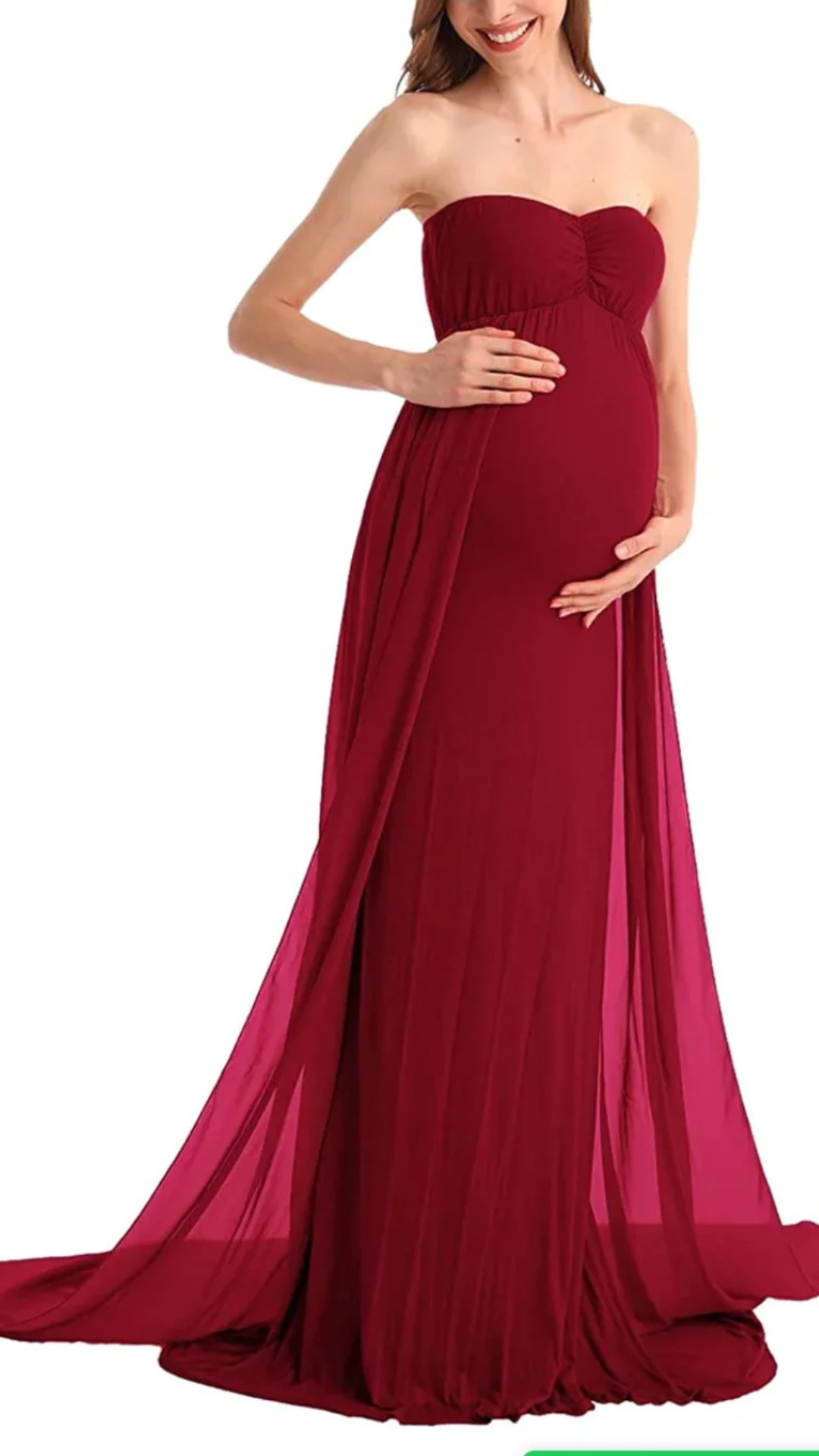 Maroon Off-Shoulder Maternity Gown