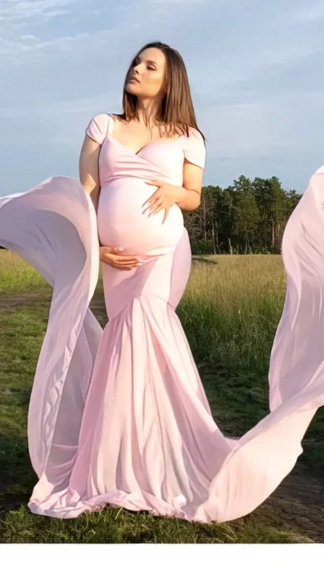 Pastel Pink Side Trail Photoshoot Gown