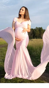Pastel Pink Side Trail Photoshoot Gown