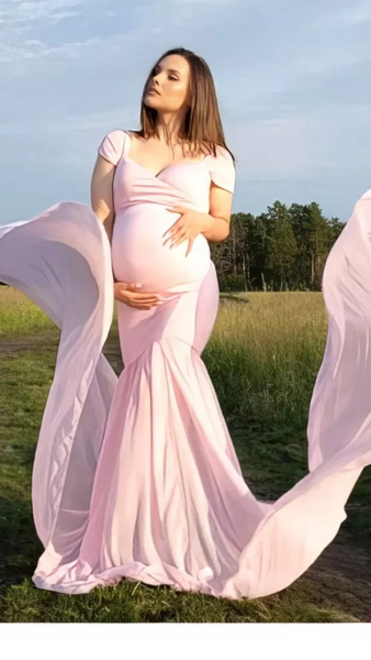 Pastel Pink Side Trail Photoshoot Gown