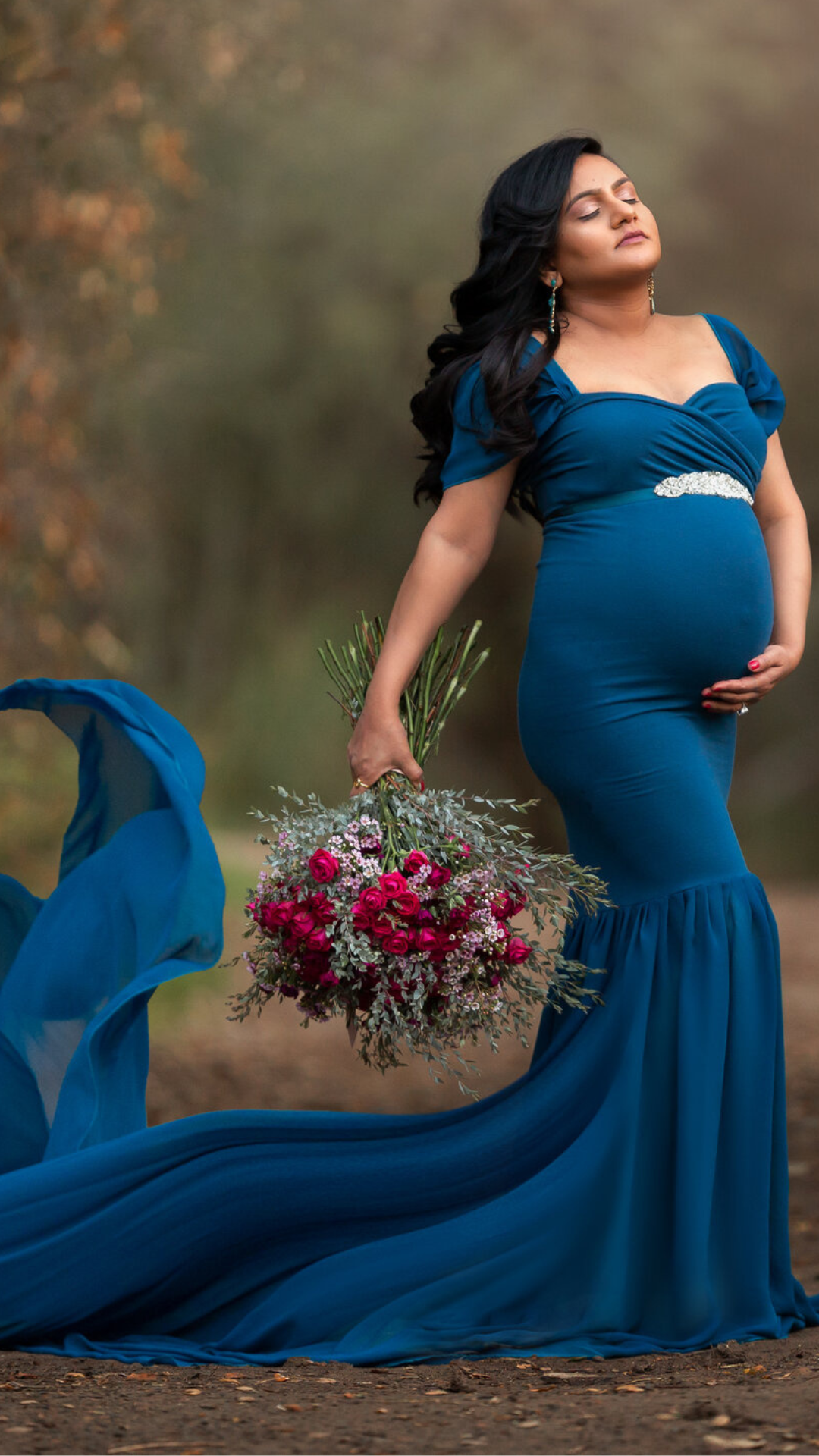 Teal Green Ruched Bodycon Photoshoot Gown