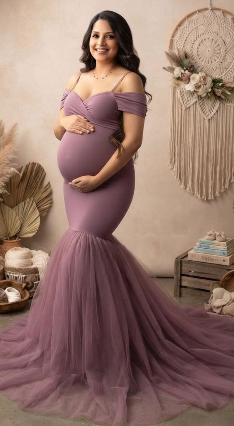 Graceful Off-Shoulder Sweetheart Maternity Gown