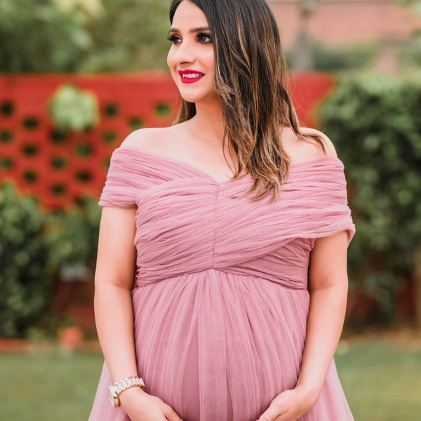 Dusty-Pink Princess baby Shower Gown