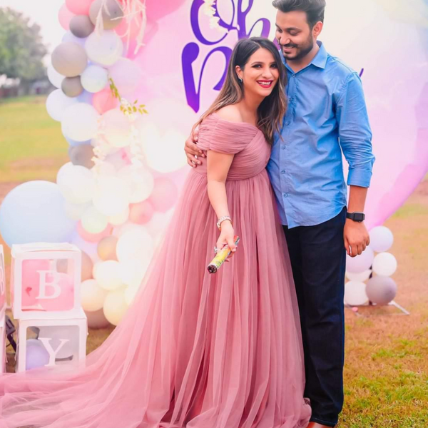 Dusty-Pink Princess baby Shower Gown