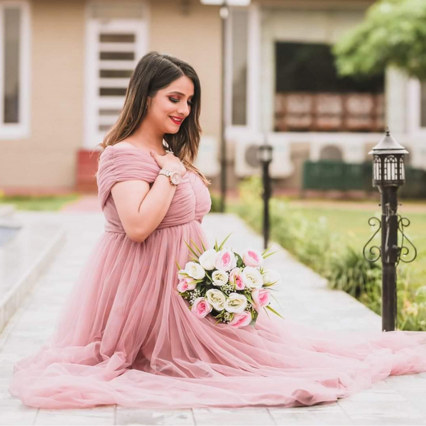 Dusty-Pink Princess baby Shower Gown