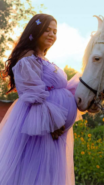 Lavender Ruffled Maternity Photoshoot Gown