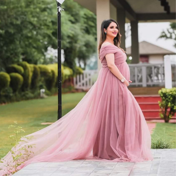 Dusty-Pink Princess baby Shower Gown