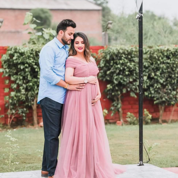 Dusty-Pink Princess baby Shower Gown