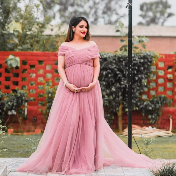 Dusty-Pink Princess baby Shower Gown