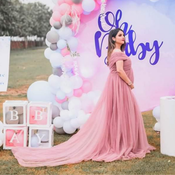 Dusty-Pink Princess baby Shower Gown