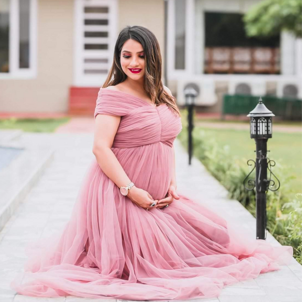 Dusty-Pink Princess baby Shower Gown