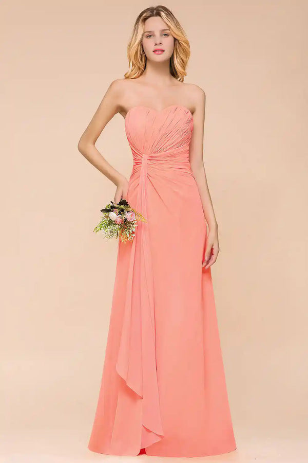 Coral Ruched Knot Off-Shoulder Slit Dress