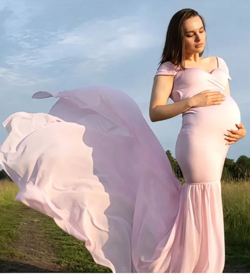 Pastel Pink Side Trail Photoshoot Gown
