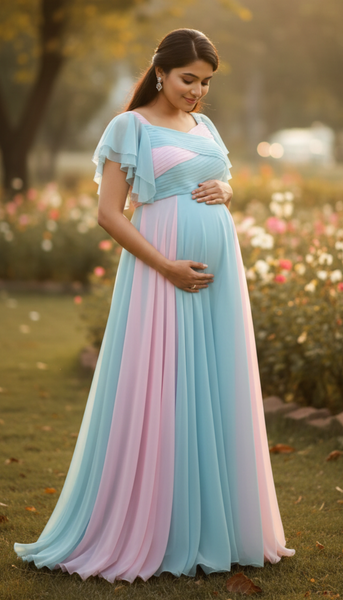 Pastel Color Block Babyshower Gown