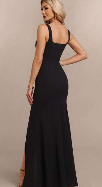 Black Scallop Neck Bodycon Gown